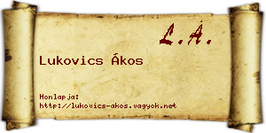 Lukovics Ákos névjegykártya